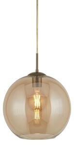 Sospensione Contemporanea Balls Acciaio Adjustable Vetro Ambra 1 Luce E27 D25Cm