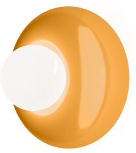 Applique Vintage Bumbum Ceramica Gialla Vetro Bianco Opalino 1 Luce G9 D13,5Cm