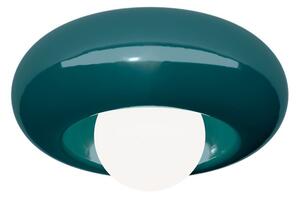 Applique Vintage Bumbum Ceramica Verde Petrolio Vetro Opalino 1 Luce E27 D40,5Cm