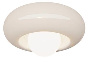 Applique Plafone Vintage Bumbum Ceramica Crema Vetro Opalino 1 Luce E27 D40,5Cm