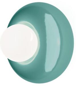 Applique Vintage Bumbum Ceramica Turchese Vetro Opalino 1 Luce G9 D13,5Cm