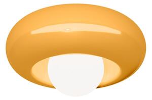 Applique Vintage Bumbum Ceramica Gialla Vetro Bianco Opalino 1 Luce E27 D40,5Cm