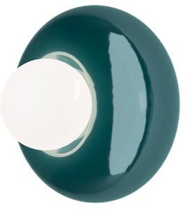 Applique Vintage Bumbum Ceramica Verde Petrolio Vetro Opalino 1 Luce G9 D13,5Cm