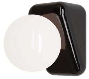 Applique Vintage Flip Ceramica Nera Vetro Opalino 1 Luce G9