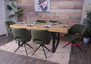 Set di 6 sedie da pranzo HWC-N72, sedia da cucina imbottita, girevole a ritorno automatico, tessuto/tessuto (420g/m²) Oeko-Tex ~ verde