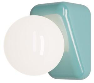Applique Vintage Flip Ceramica Azzurra Vetro Opalino 1 Luce G9