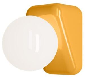 Applique Vintage Flip Ceramica Gialla Vetro Opalino 1 Luce G9