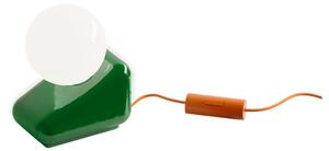 Lampada Da Tavolo Vintage Flip Ceramica Verde Bali Vetro Opalino 1 Luce G9