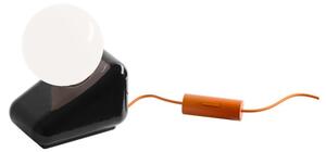 Lampada Da Tavolo Vintage Flip Ceramica Nera Vetro Opalino 1 Luce G9