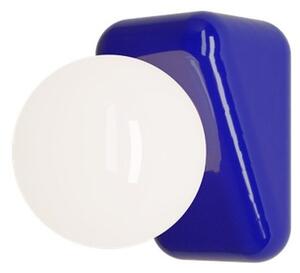 Applique Vintage Flip Ceramica Blu Robot Vetro Opalino 1 Luce G9