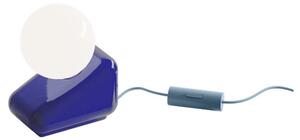 Lampada Da Tavolo Vintage Flip Ceramica Blu Robot Vetro Opalino 1 Luce G9