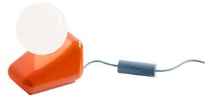 Lampada Da Tavolo Vintage Flip Ceramica Arancio Volpe Vetro Opalino 1 Luce G9
