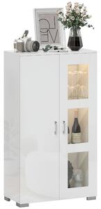HOMCOM Buffet con LED RGB 16 colori e telecomando, alta lucidità, porte in vetro, ripiani in vetro, 71x35x126cm, bianco | Aosom Italy