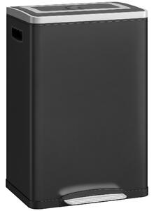 DecHome Pattumiera a 2 Sezioni da 20L con Coperchio Silenzioso, in Acciaio Inox e PP, 40x34.8x59 cm colore Nero - L5241BK