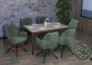 Set di 6 sedie da pranzo HWC-G67, sedia da cucina Sedia con braccioli, posizione girevole automatica, ciniglia Oeko-Tex MVG ~ verde