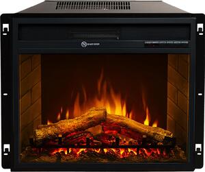 Dmora Camino Elettrico Gavardo 58x17x52h cm Nero, Superficie Riscaldabile 30 m2 Potenza (kw) 0.9/1.8