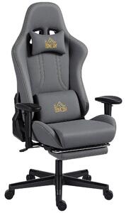 HOMCOM Sedia da Gaming Ergonomica con Braccioli Regolabili, 76x72x132 cm, Grigia | Aosom Italy