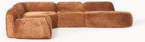 Divano angolare componibile 4 posti con chaise longue in teddy bouclé Wolke