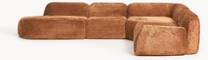 Divano angolare componibile 4 posti con chaise longue in teddy bouclé Wolke