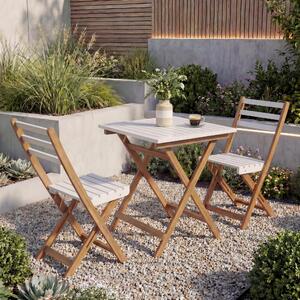 Set MCW-P71, set da giardino con divano e tavolino, 2 sedie, legno di acacia pieghevole ~ bianco naturale