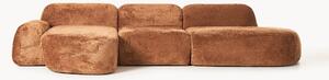 Divano angolare componibile 4 posti con chaise longue in teddy bouclé Wolke