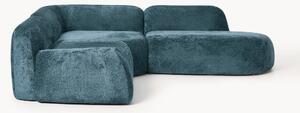 Divano angolare componibile 4 posti con chaise longue in teddy bouclé Wolke