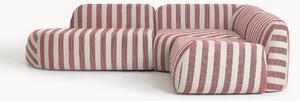 Divano angolare componibile 4 posti a righe con chaise longue Wolke