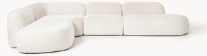 Divano angolare componibile 4 posti con chaise longue in teddy bouclé Wolke