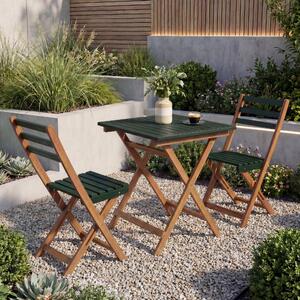 Set MCW-P71, set da giardino con divano e tavolino, 2 sedie, legno di acacia pieghevole ~ verde naturale