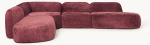 Divano angolare componibile 4 posti con chaise longue in teddy bouclé Wolke