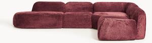 Divano angolare componibile 4 posti con chaise longue in teddy bouclé Wolke