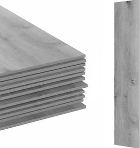 Pavimento in PVC autoadesivo Relaxdays, 7,5 m²/54 pezzi, effetto legno, bagno, cucina, piastrelle adesive 91x15, antiscivolo, grigio chiaro