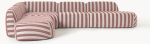 Divano angolare componibile XL a righe con chaise longue Wolke