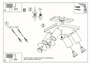 Plafoniera da Soffitto 4xGU10 RING 4 Orientabile in Acciaio