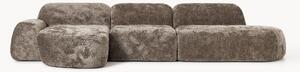 Divano angolare componibile 4 posti in teddy bouclé con chaise longue Wolke