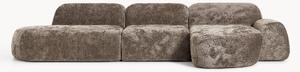 Divano angolare componibile 4 posti in teddy bouclé con chaise longue Wolke