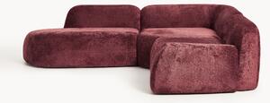 Divano angolare componibile 4 posti con chaise longue in teddy bouclé Wolke