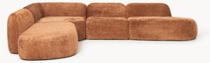 Divano angolare componibile 4 posti con chaise longue in teddy bouclé Wolke