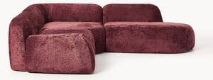 Divano angolare componibile 4 posti con chaise longue in teddy bouclé Wolke