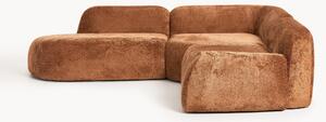 Divano angolare componibile 4 posti con chaise longue in teddy bouclé Wolke