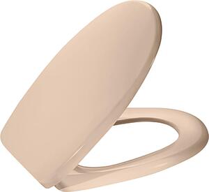 MKW Sedile WC con coperchio e cerniera metallica, colore beige Bahamas, 1 pz