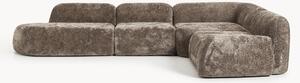 Divano angolare componibile 4 posti in teddy bouclé con chaise longue Wolke