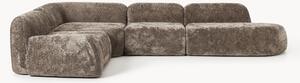 Divano angolare componibile 4 posti in teddy bouclé con chaise longue Wolke