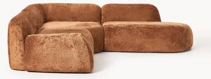 Divano angolare componibile 4 posti con chaise longue in teddy bouclé Wolke