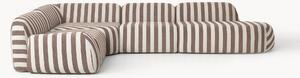 Divano angolare componibile XL a righe con chaise longue Wolke