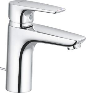 KLUDI PURE&SOLID Mitigeur de lavabo, hauteur de bec 100mm, avec garniture d'écoulement en métal, chrome, 342900575, 342900575