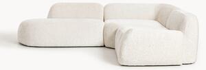 Divano angolare componibile 4 posti con chaise longue in teddy bouclé Wolke