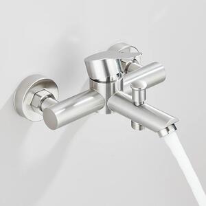 Rubinetto per vasca da bagno - Miscelatore monocomando a parete - Acqua calda/fredda - Nichel spazzolato - Caratteristiche interne in acciaio inossidabile - Grigio chiaro