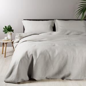 Completo Copripiumino In Lino Lino Matrimoniale Caleffi Tinta Unita Grigio Caleffi