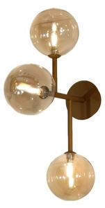BOLLE 3 LAMPADA DA PARETE O SOFFITTO MODERNA IN METALLO NERO O ORO CON 3 SFERE IN VETRO